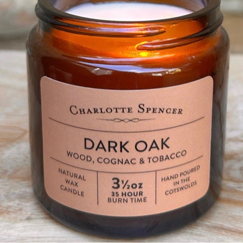 Dark Oak Scented Soy Candle 3.5oz | Charlotte Spencer | Made in the Cotswolds