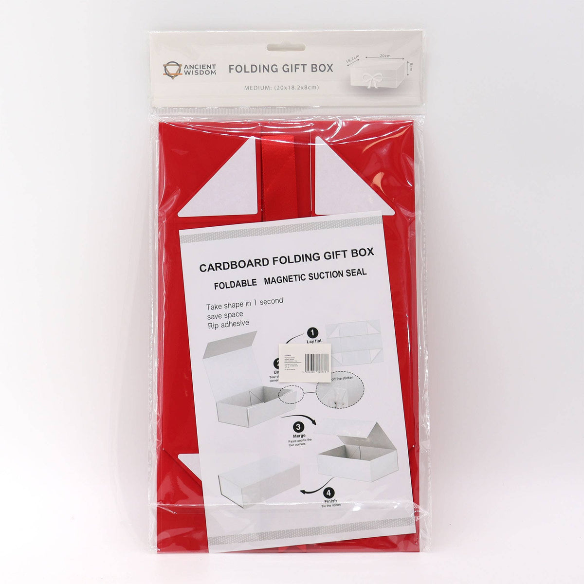 Flat Pack Gift Box - (20x18.2x8cm) - Red