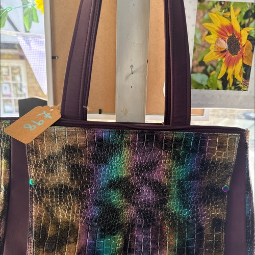 Purple Moc Croc Faux Leather Charyn Shoulder Bag