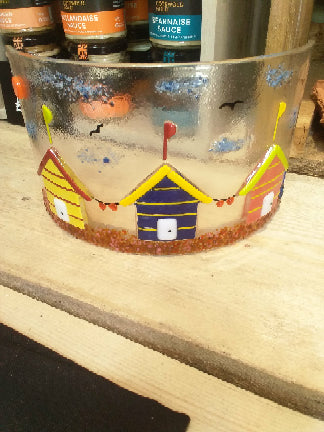 Beach Hut Standing Glass